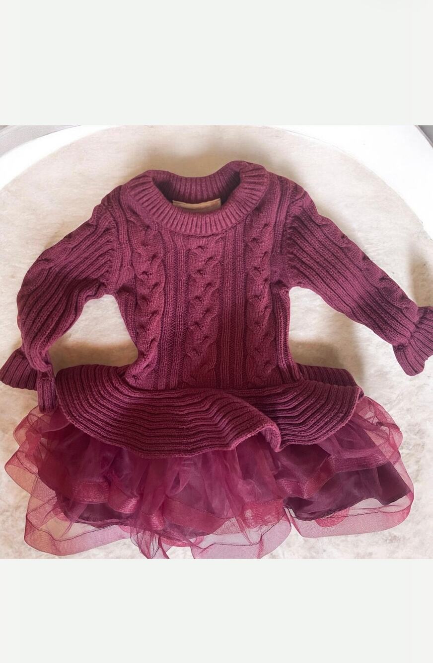 Bonnie Jean Cable Knit Sweater Dress Purple Size 24 Month